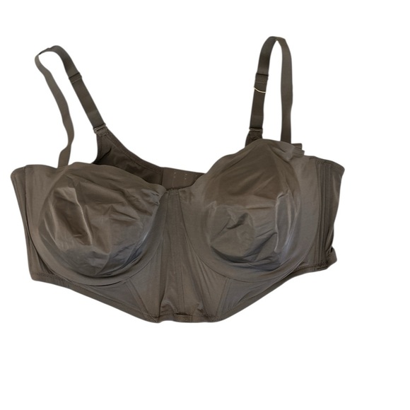 SKIMS LOGO SHINE BALCONETTE CORSET BRA | GREY CHALK - GREY CHALK / 46 / D NWT - Picture 8 of 8